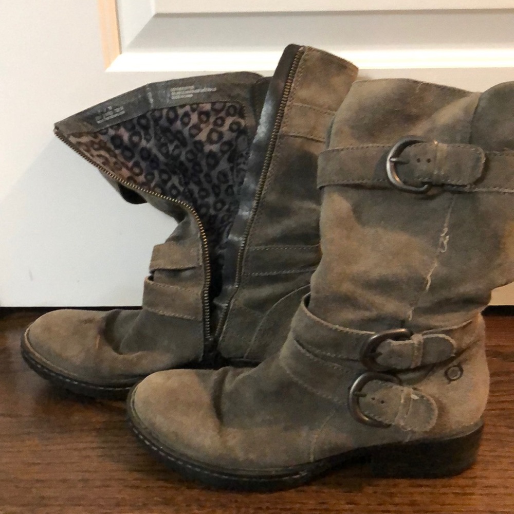 Gray suede boots